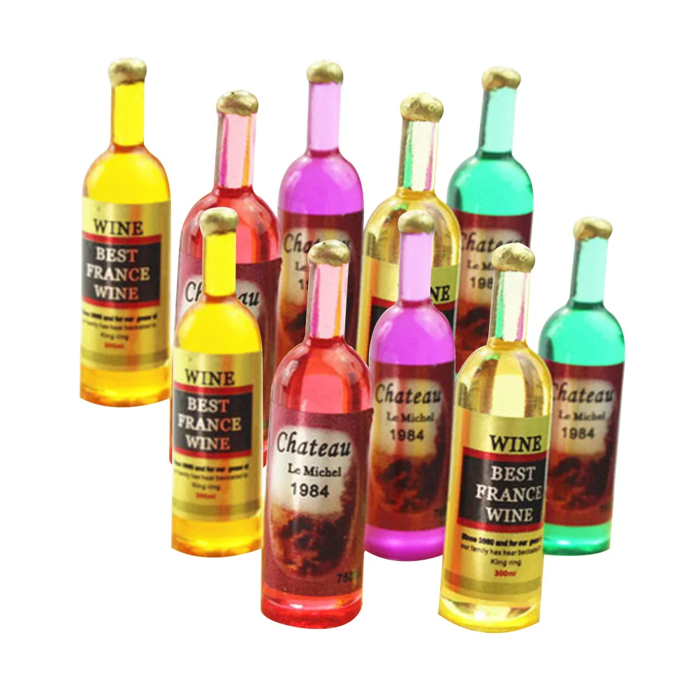 

18 Pcs Mini Bottle Decor Beautiful Decoration Miniature Bottles Dollhouse Juice Resin for