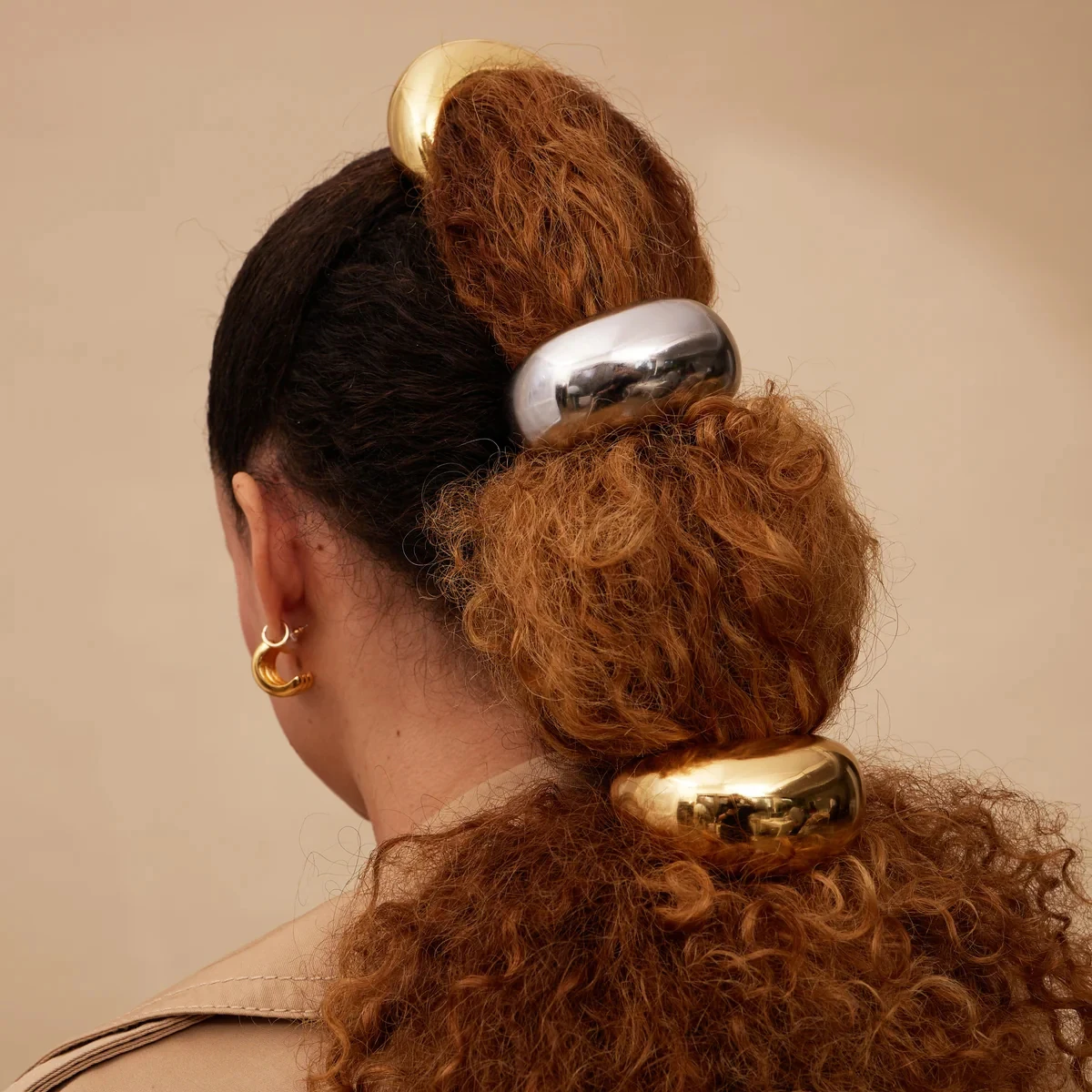 Hair Accessories Metal Hair Ties JewelryPoster 6.8cm*3.2cm Simple Rubber Band Stainless Steel Waterproof For Women