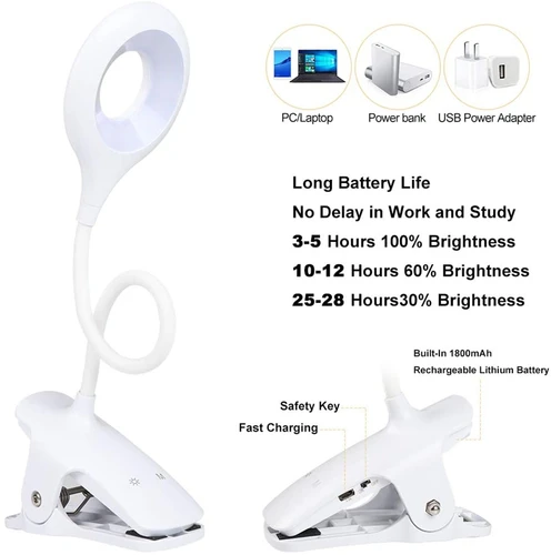 28 LED 고품질 책 라이트 USB 충전식 눈 보호 독서 램프 휴대용 책상 램프 독서 빛 클립 테이블 책상 램프 4