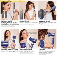 Sèche-cheveux 7 en 1, brosse sans balais, haute vitesse, avec diffuseur, sèche-cheveux ionique, peigne de coiffure à Air chaud, bigoudi automatique 3