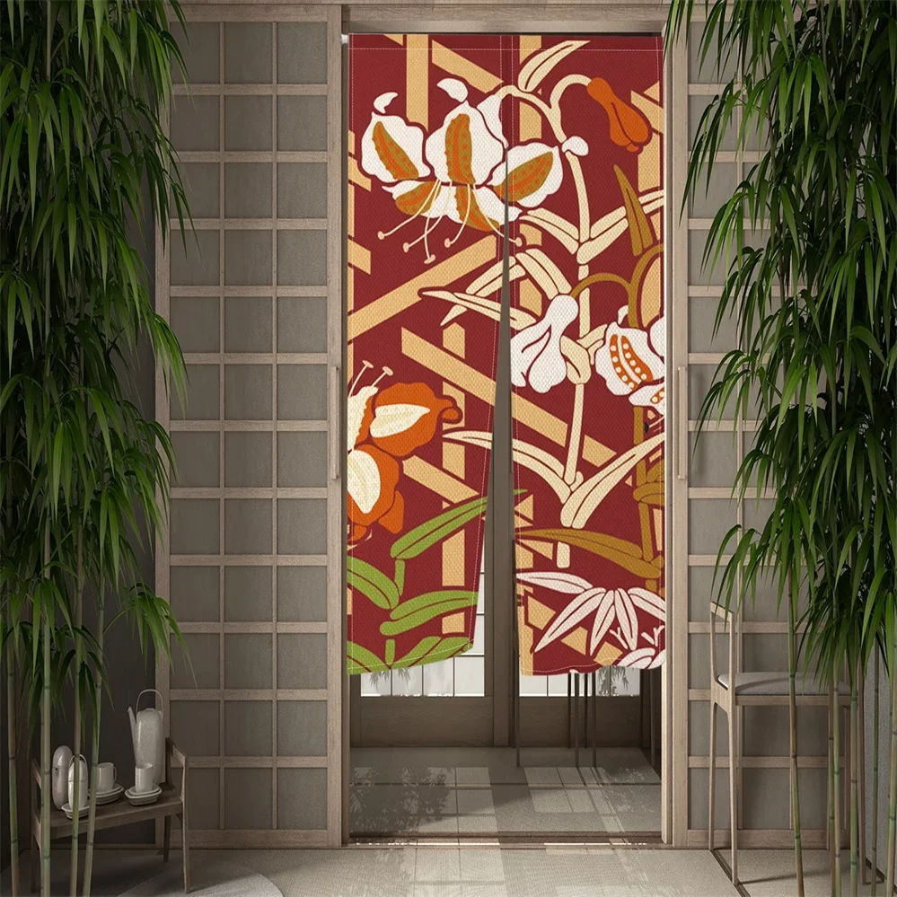 Japanese Plant Simple Drapes Hotel Restaurant Blackout Decor Noren Printed Partition Kitchen Doorway Door Curtain Decorative 2