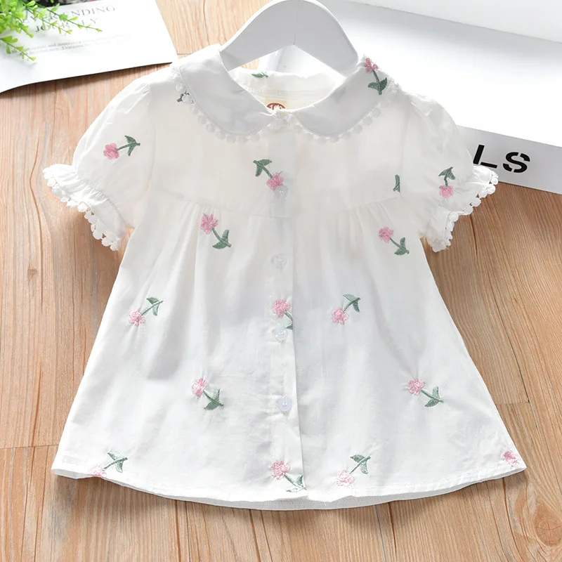 

Girls Blouses Summer Kids Clothing Casual Short Sleeved Shirt Fashion Baby Top New Cardigan Blouses Children's Shirts for Girls