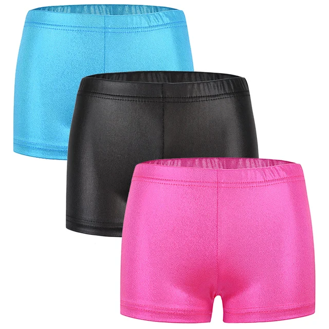 Shorts De Danse Pour Filles Enfants Bronzage Pantalon Métallique Élastique Gamins Brillant Gymnastique Vêtements De Danse Couleu 1
