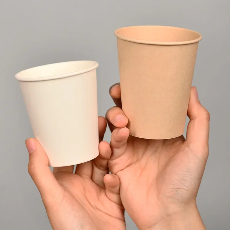 210/250ml Pure White Paper Cups Disposable Coffee Tea Milk Cup Party Drinking Accessories Camping Party Supplies 50/100PCS disposable paper cups