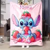 Customized Name Blanket Disney Stitch Print Soft and Warm Blanket Suitable for Home Office Camper Sofa Bed Picnic Blanket Gift 5