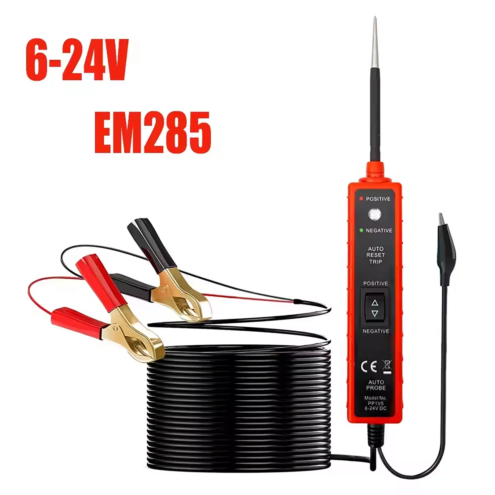 Power Circuit Probe Tester 6-24V DC Test Light Short Circuit Automotive Component Electrical Polarity Identify Continuity Tester