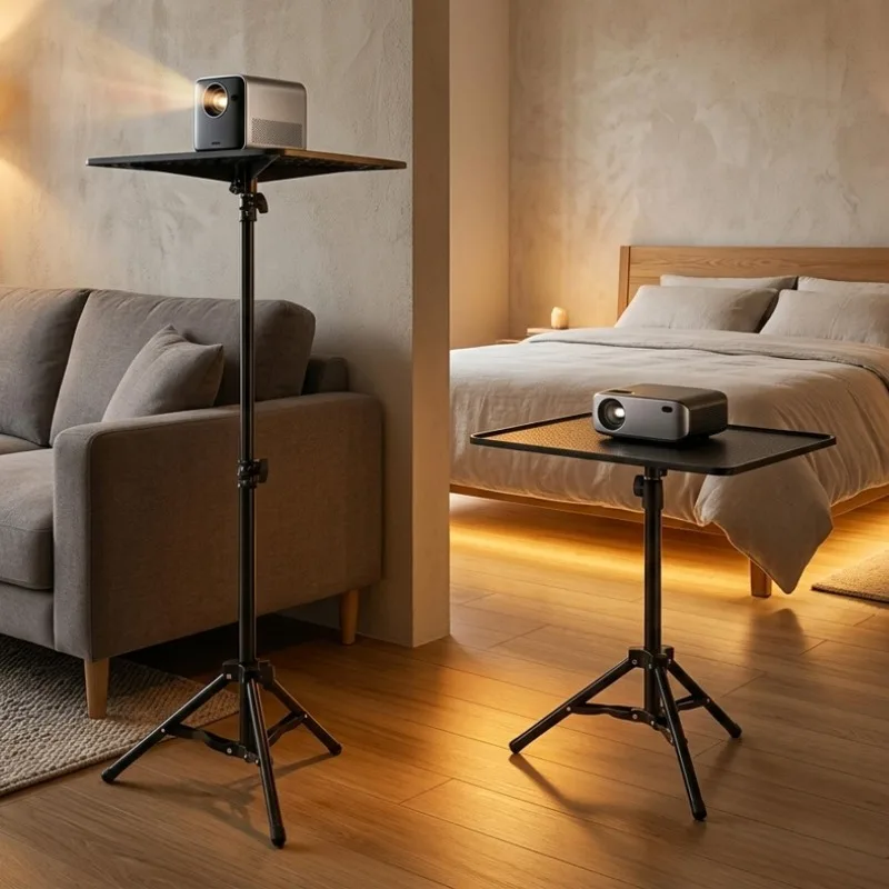 Supporto per Proiettore da Pavimento a Parete, Mensola da Scrivania, Supporto per Laptop, Asta Telescopica, Treppiede per Trasmissioni Live, Supporto per Fotocamera e Proiettore - immagine 3
