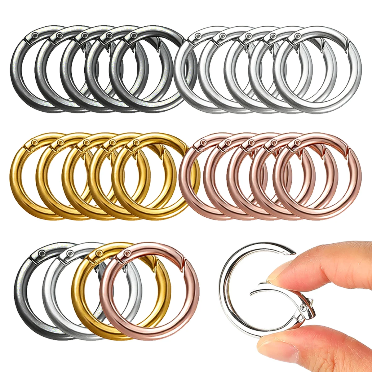 5/15 Stück Metall-Federschnappverschluss O-Ring Schnellverschluss-Haken Schlüsselanhänger Taschenclip Geldbörse Hundeleine DIY Bastelzubehör Geschenke