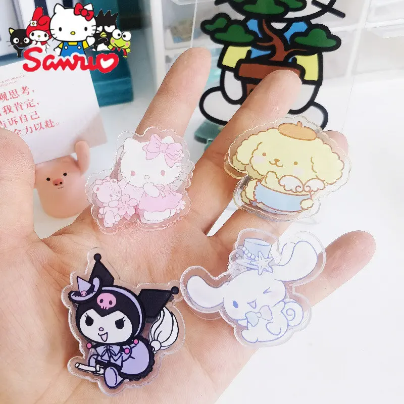 

Simple Sanrio Melody Kuromi Hello Kitty Cinnamoroll Sticky Note Clip Acrylic Cute Double-sided Clip Test Paper Finishing Clip