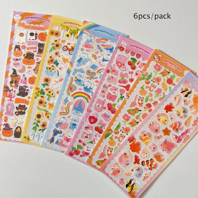 6Pcs/Pack Cartoon Fantasy Wonderful House Series Decorative Stickers Cartoon Sticker DIY Cute Kpop Korean Stationery Supplies 6pc A
