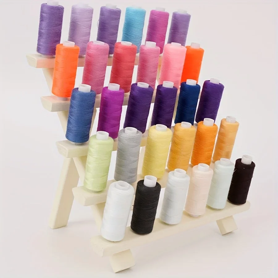 30 Roll Wooden Thread Holder-Self-standing Sewing Thread Organizer, Wooden Holder, Sewing, Embroidery (white/pink)