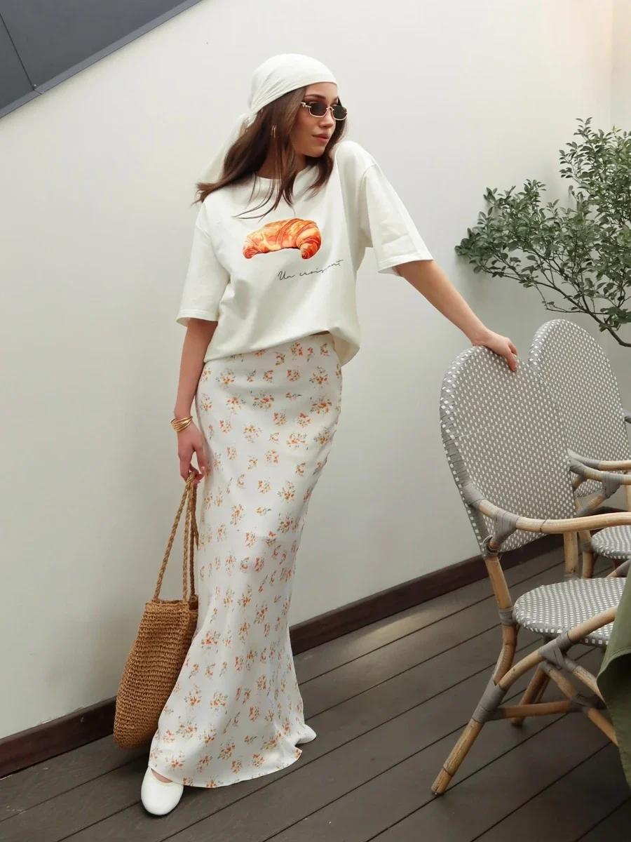 Bornladies Cotton Women's Fashionable Printed T-shirt Casual Vintage Fashion Hip Hop Loose Top 230g/m³ Printing Short Sleeve