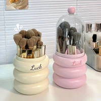 Rotating Makeup Brushes Holder with Lid Dustproof Cosmetic Storage Box for Brushes,Lipstick,Eyebrow Pencil Desktop Vanity Holder 1