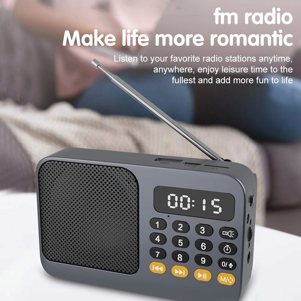 Description Picture 4 of itemPortable FM Radio Professional Bluetooth-compatible 5.0 Radios USB Rechargeable Radio with Flashlight Battery Operated Radios