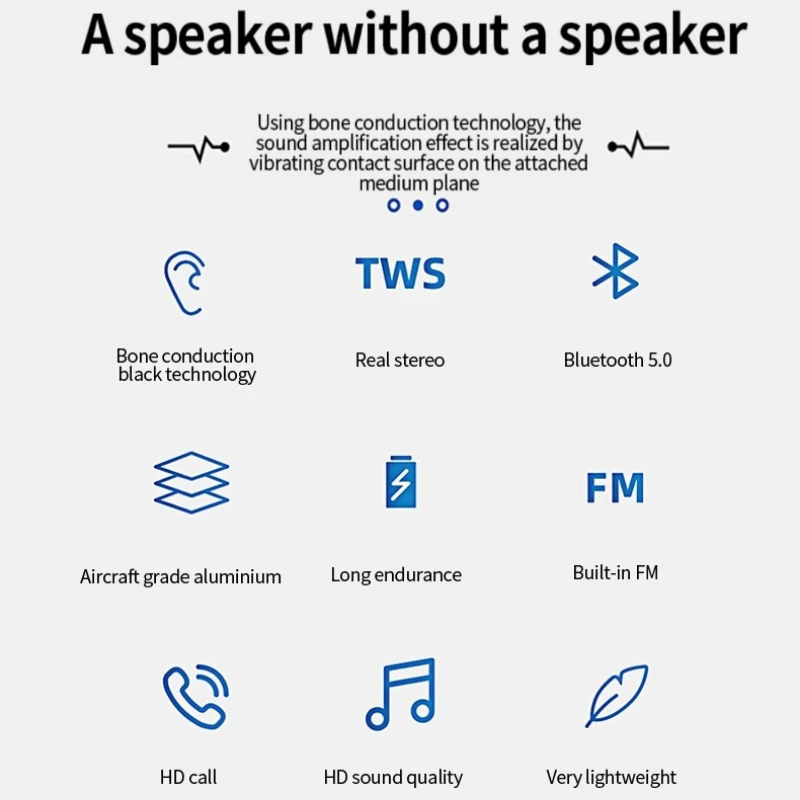 Bone Conduction Bluetooth Speaker FM Radio Resonant Audio Speakers Wireless TWS Stereo Sound Speaker bone conduction speaker
