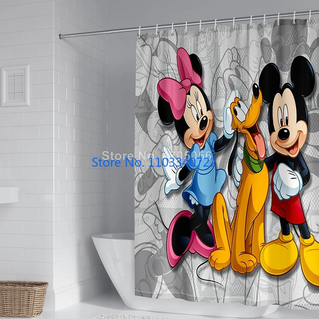 

Mickey Minnie Mouse Shower Curtain 184x215cm 3D Print Blackout Curtains Living Room Bedroom Custom Size Kids Gift