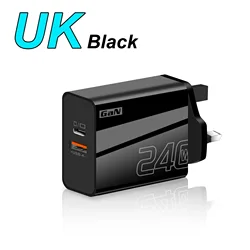 Universal 240W USB - C Fast Charging Wall Adapter with QC 3.0 Technology - UK Charger black