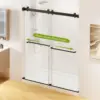 Double Sliding Shower Door 60"" W X 76"" H For Bathroom, Frameless Shower Glass Door With 5/16""(8Mm) Tempered Glass Door, Seal 6