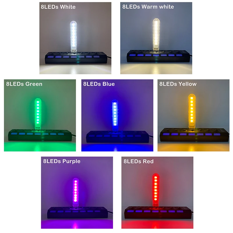 รูปสินค้า โคมไฟตั้งโต๊ะ LED สีสวย 4 ดวง ประหยัดไฟ USB