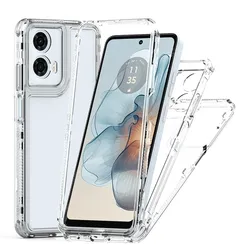 Luxury Three-in-One Full PMMA + TPU Protective Phone Case for Moto G24 Power (Transparent)