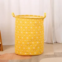 New Print Laundry Basket Portable Foldable Home Laundry Storage Bag Cotton Linen Hamper for Kids Toys Dirty Clothes Basket Large 4