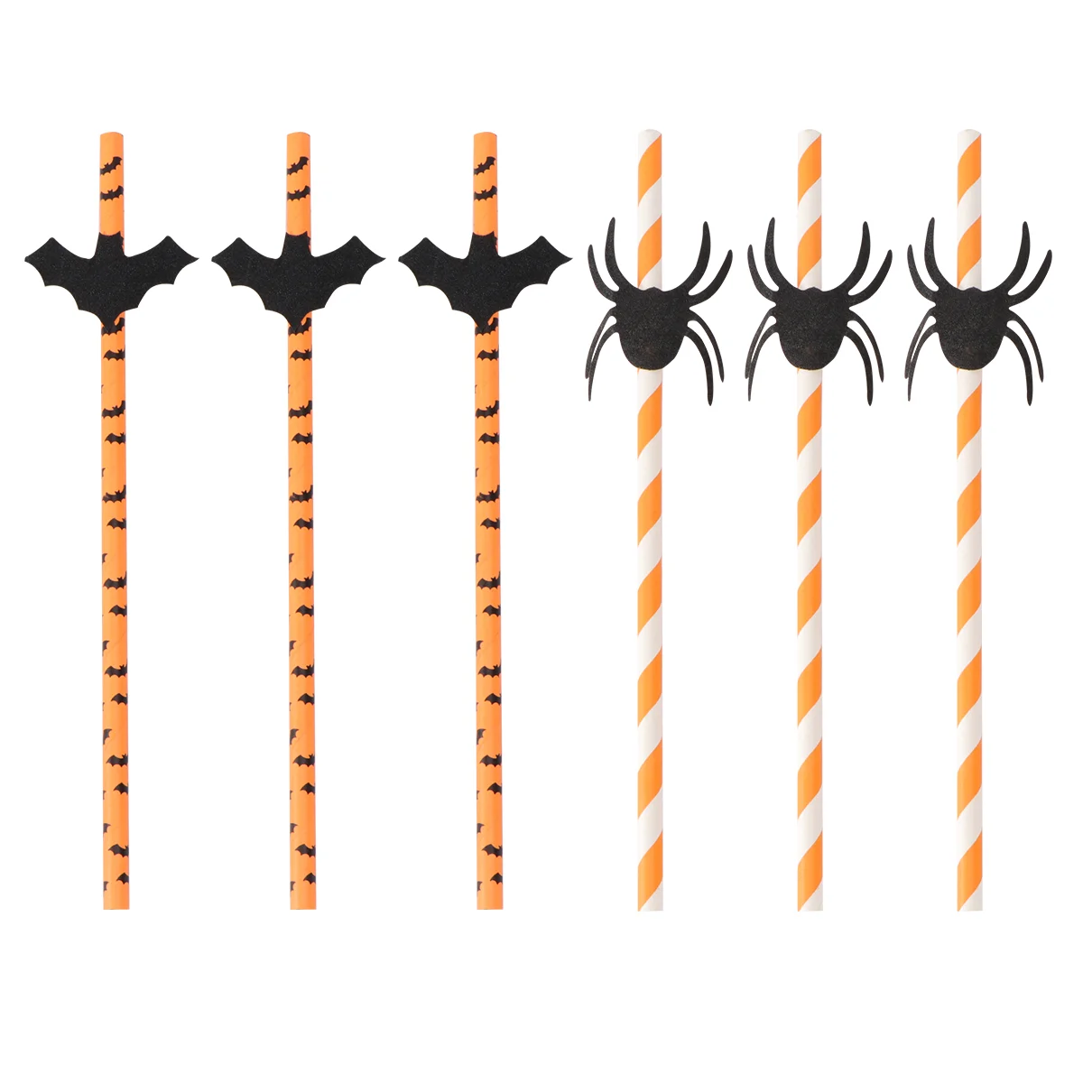 50pcs Paper Straw Spider Bat Shape Straws Halloween Decoration Straws for Party