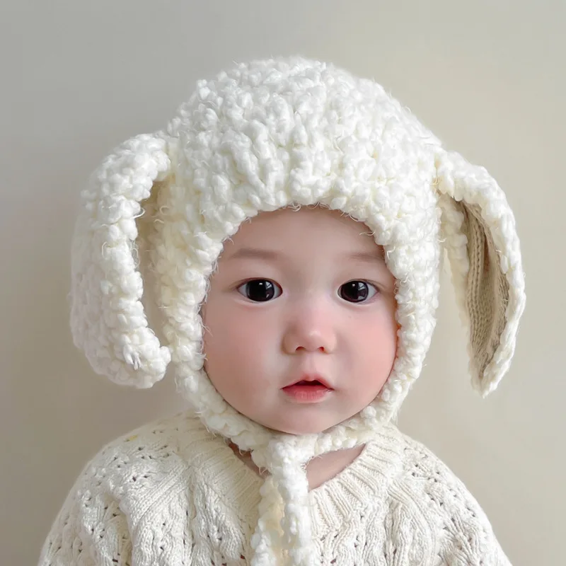Infant Toddler Baby Girls Hats Fleece Sheep  Animal Winter Fleece Pom Pom Animal Character Cartoon Caps Boy Wind Proof Hemlet 5
