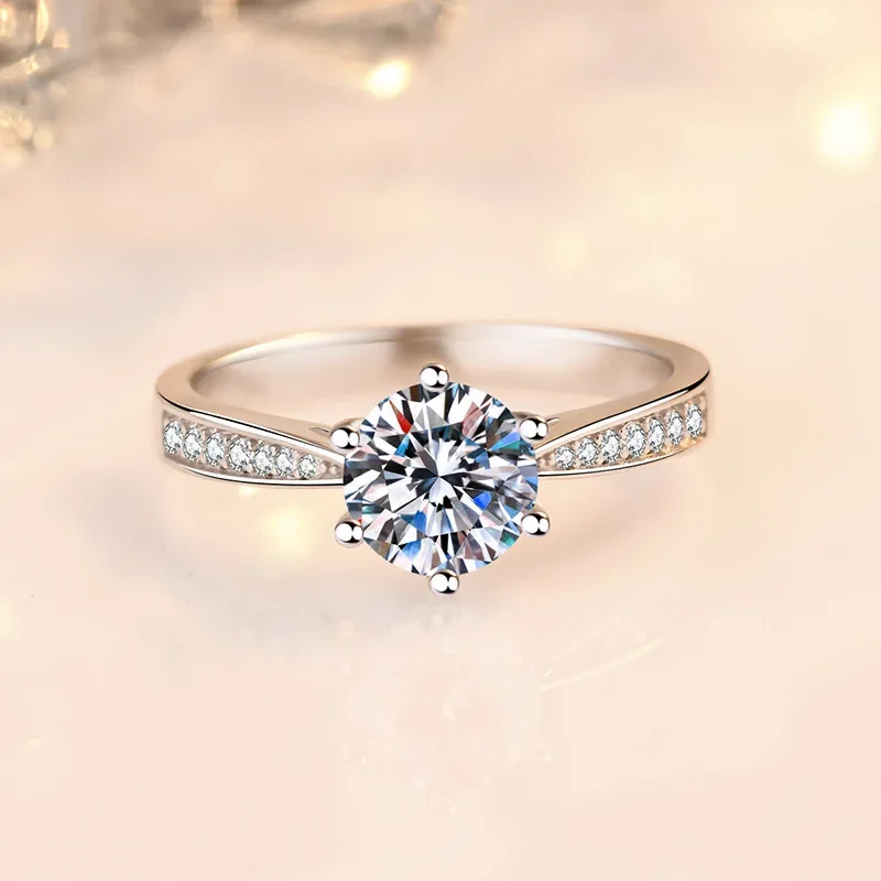 NKHOG Real 3 Carat Moissanite Rings For Women 925 Sterling Silver Classic 6 Claws Engagement Band Jewelry Romantic Wedding Ring 2