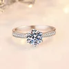 NKHOG Real 3 Carat Moissanite Rings For Women 925 Sterling Silver Classic 6 Claws Engagement Band Jewelry Romantic Wedding Ring 2