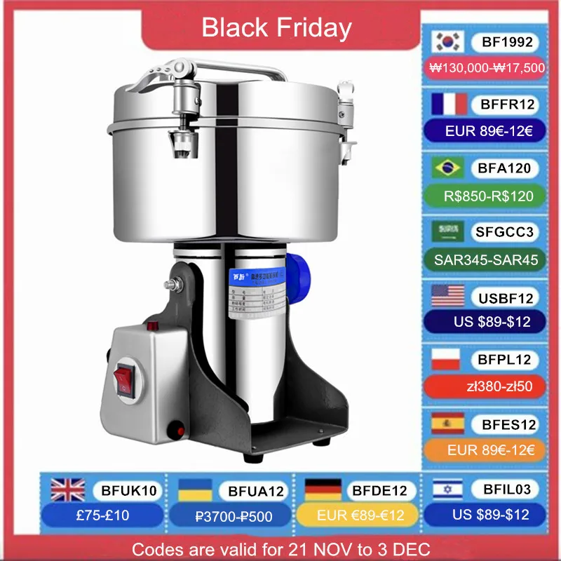 4500G 4500W Coffee Grinder 430 Stainless Steel Commercial Medicine Flour Powder Crusher Powder Crusher High Speed Intelligent 2