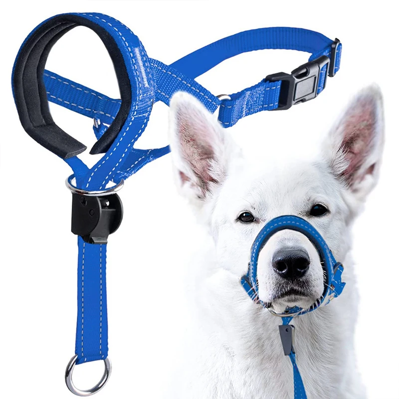 Dog Muzzle Anti Bark Dog Collar Training Tool Nylon Set Adjustable Anti-Bite Quick Release Mouth Cover