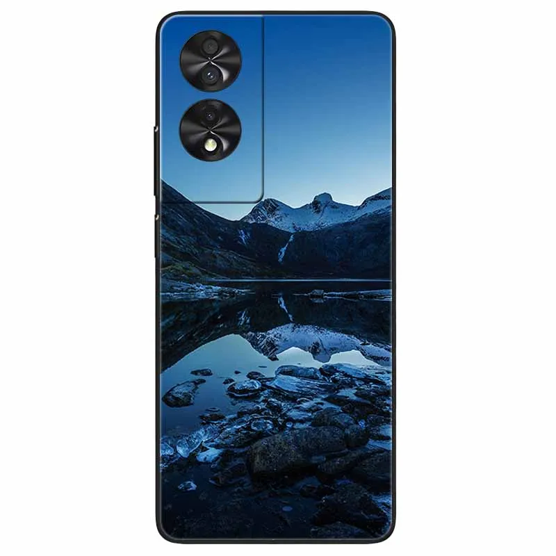 Floral Silicone Soft TPU Phone Cover with Black Bumper