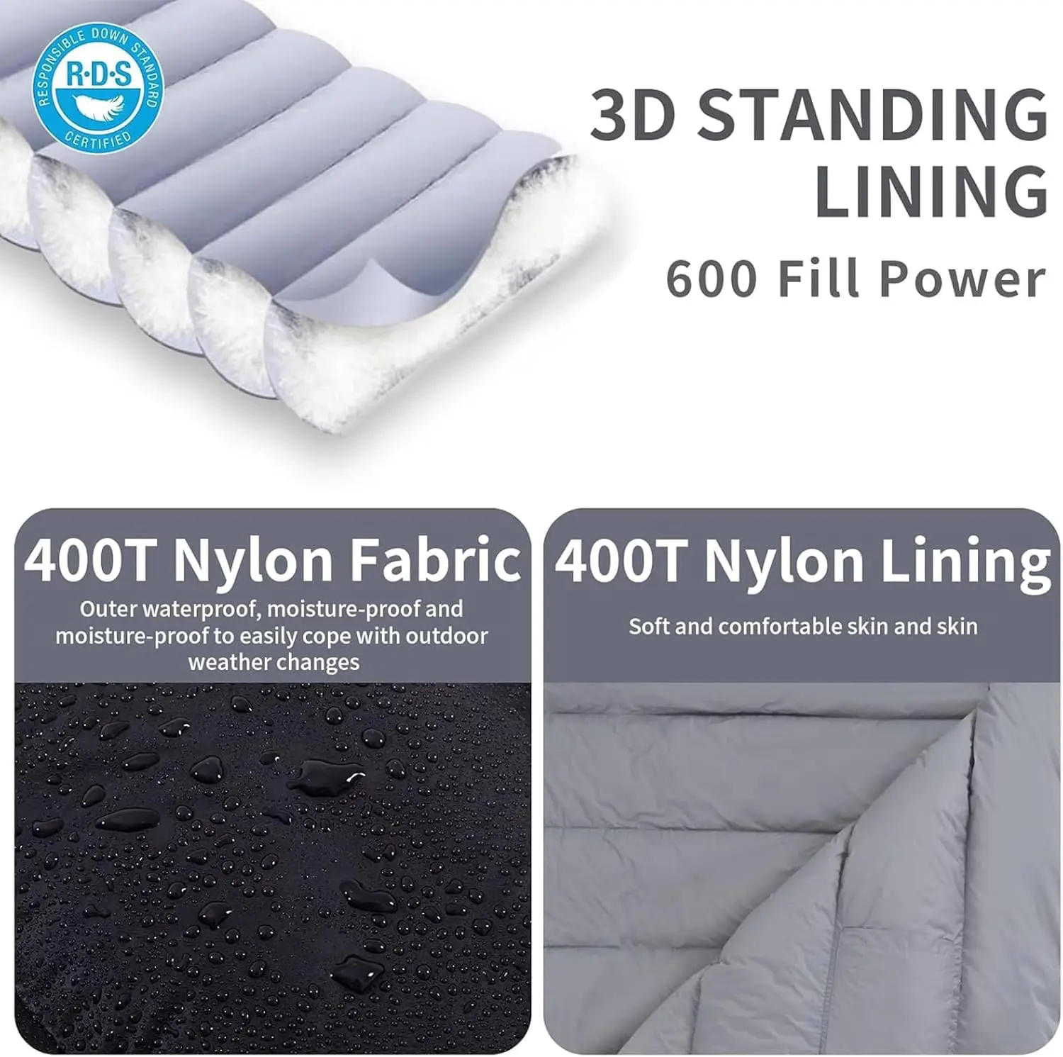 Sleeping Bag for Adults 600 Fill Power Cold Weather Bag Ultralight Sleeping with Compression Sack for Backpack