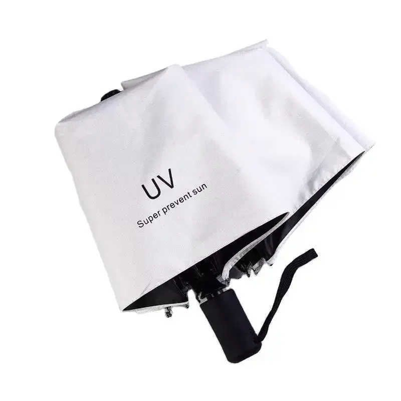 Fully automatic UV three fold umbrella, black glue sunscreen sun umbrella, anti UV sunshade folding sun umbrella
