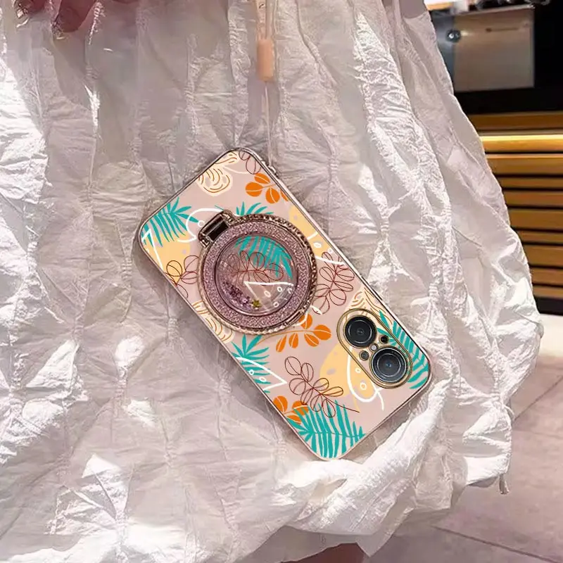 Nova Line Leaf Plating Phone Case - Elegant Protective Cover