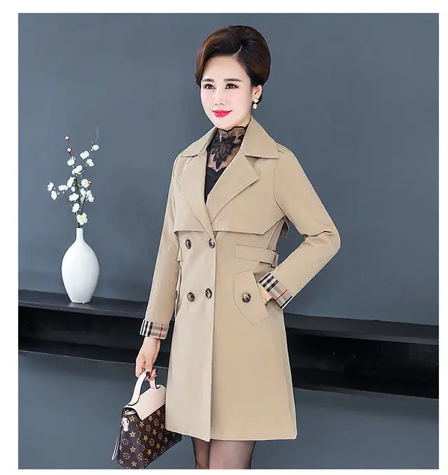 long black puffer Middle-age Elderly Spring Autumn Coat 2022 New Women Autumn Mid-length Trench Coat Women Loose Plus Size 5XL Windbreaker Jacket down coats & jackets