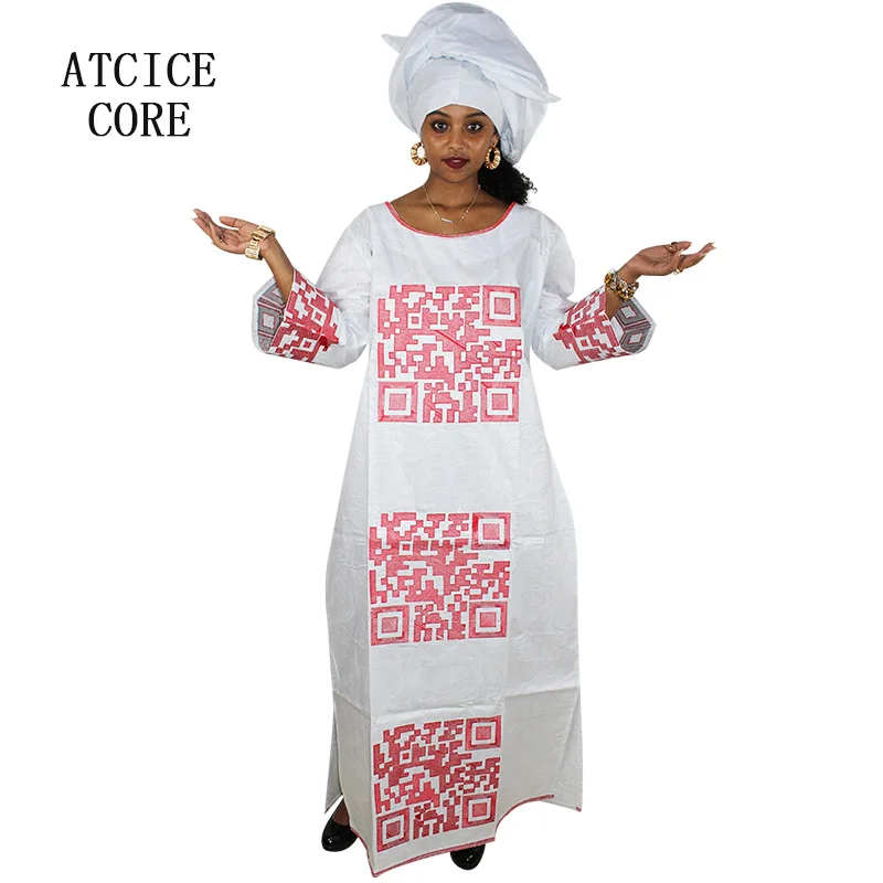 African Dresses for Woman Bazin Riche Computer Emboridery Plus Size Long Dress