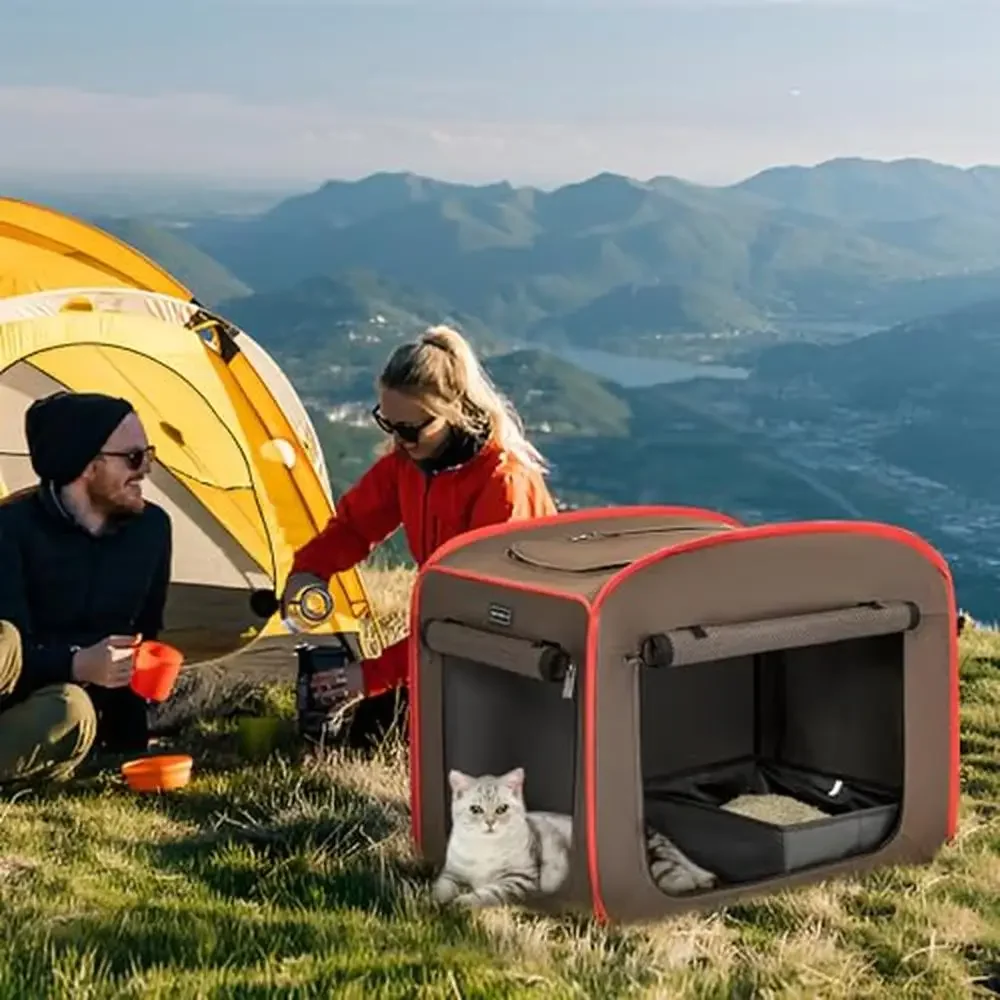 Portable Cat Crate with Litter Box Soft Cushion Collapsible Kennel Carrying Bag Travel Storage Oxford Clothing Cage Prevent