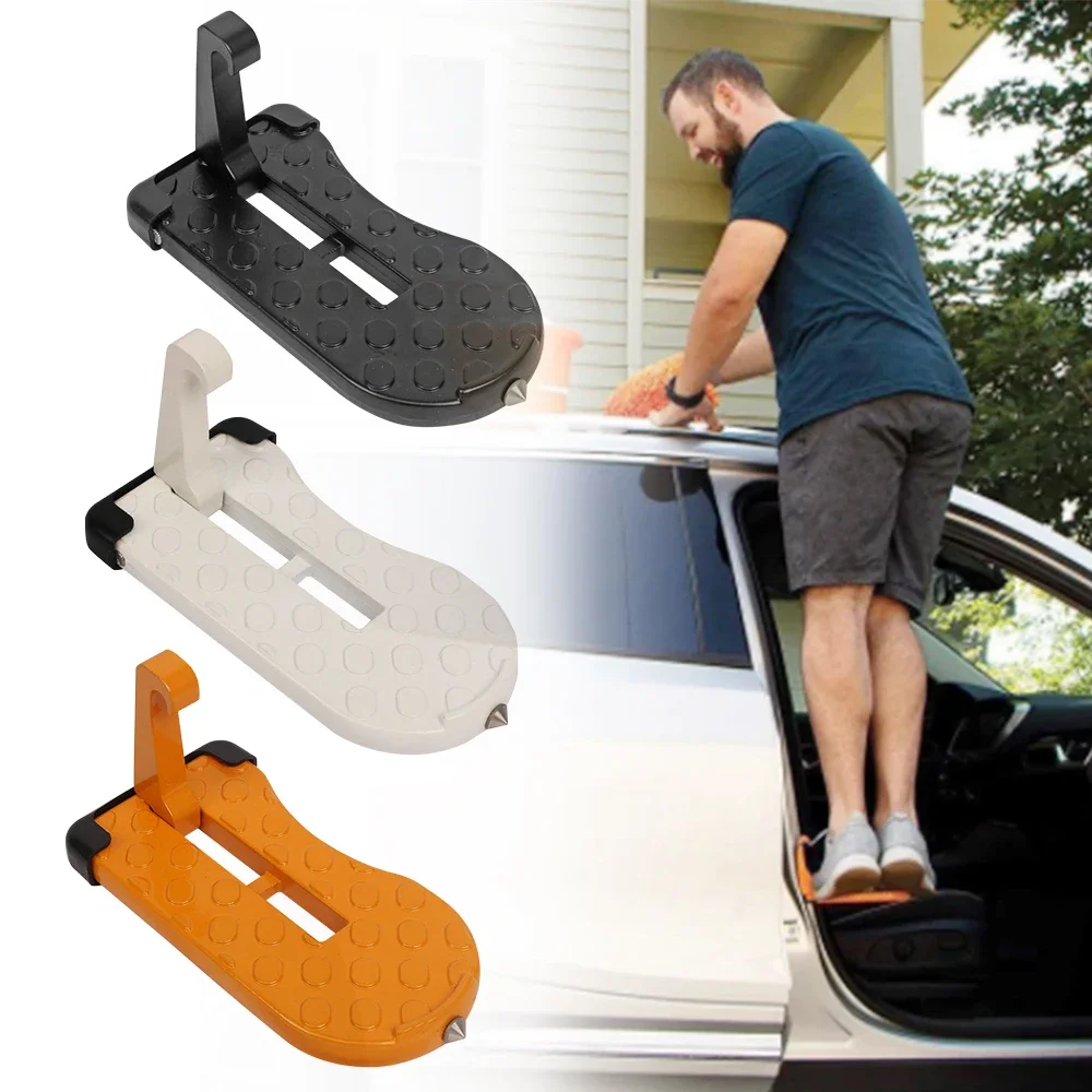 

Foldable Car Roof Rack Step Car Door Step Universal Latch Hook Auxiliary Walking Car Foot Pedal Aluminium Alloy Safety Hammer