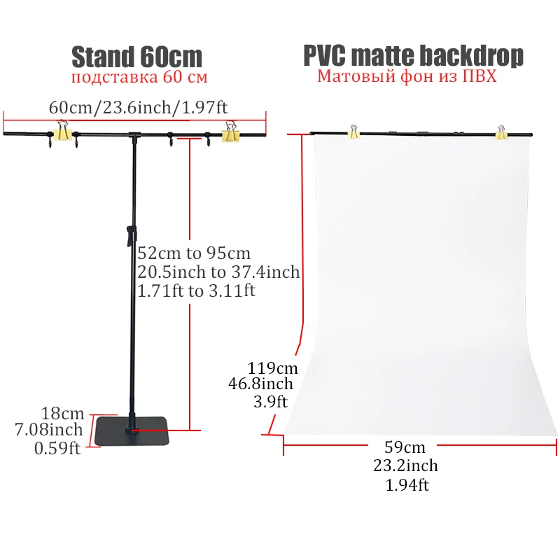 Bfollow-t Shape Backdrop Stand com Kit de Pvc Backdrop Fotografia Desktop Photo Shooting Props Studio Set - Image 6