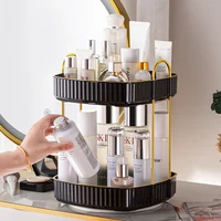 1pc 360° Rotating Makeup Organizer Light Luxury Transparent Storage Rack Large Capacity Cosmetics Storage Box Multi-function 2