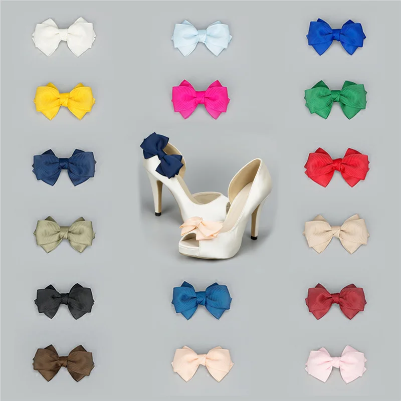 2 Pcs Detachable Shoe Clips PU Leather Slim Bow Shoe Decoration Exquisite Shoes  Accessories Shoe Embellishment for Wedding Party