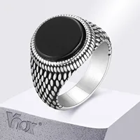 Vnox Men's Stamp Ring, Retro Round Gemstone Ring Vintage Stainless Steel Scales Hip Hop Ring Band Finger Jewelry, Signet Ring