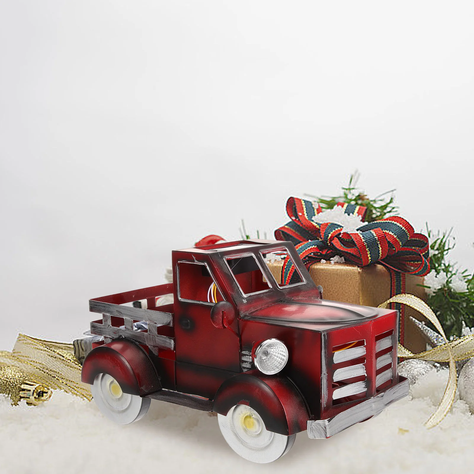 

Christmas Red Metal Truck Toys Vintage Pickup Truck Rustic Car With Tree New Year Christmas Decoration Adornos De Navidad