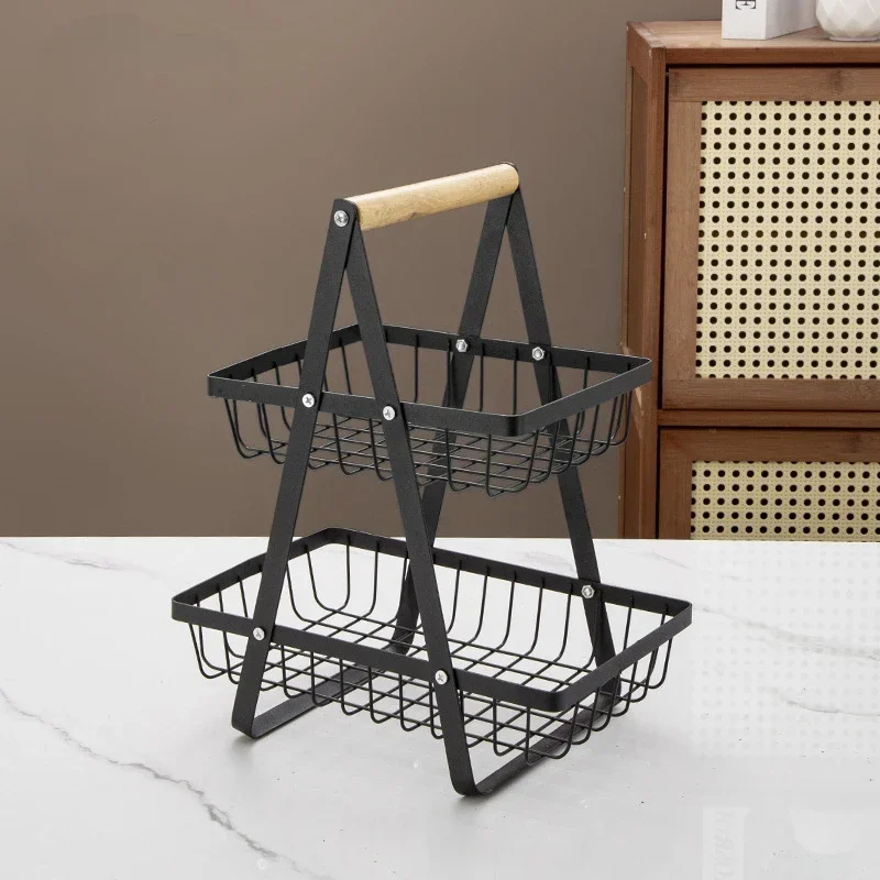 

Useful Hollow Double Basket Organization Three-tier Layer Storage Rack Things Supplies for Fruit Home & Mesh Kitchen