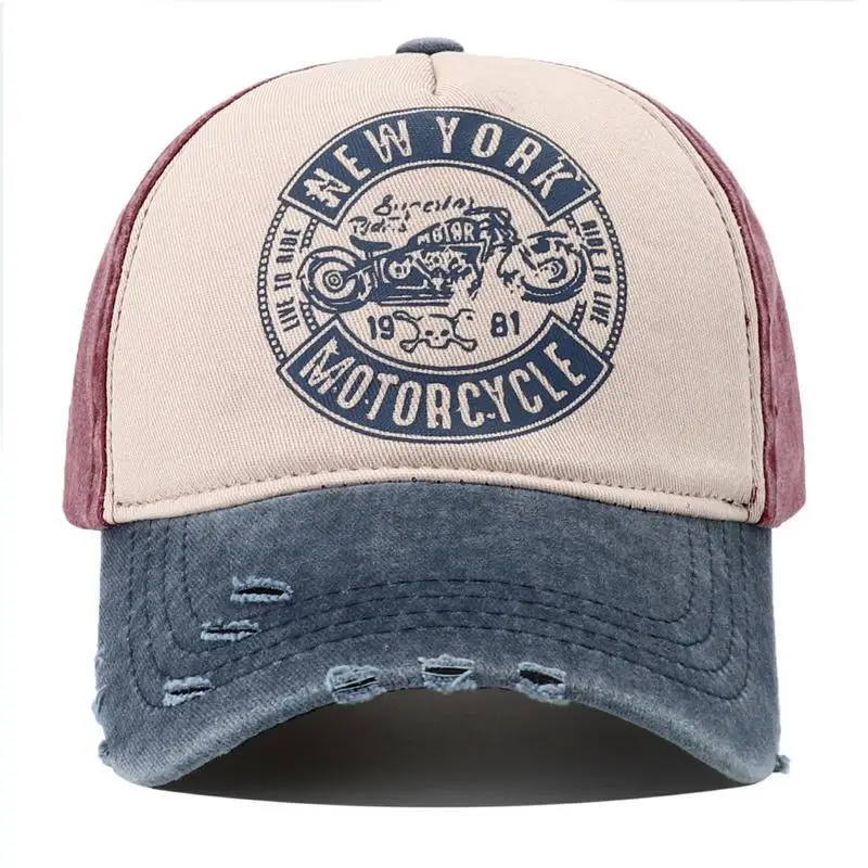 2023 New Designer Motorcycle Print Cotton Baseball Cap Hat for Man Retro Vintage New York 5 Panel Snapback Caps for Women