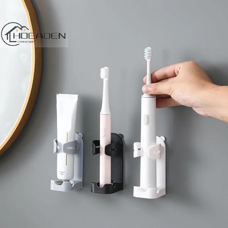 

Toothbrush Stand Electric Wall-Mounted Holder Base Rack Organizer Traceless Space Saving Adults Toilet Bathroom Accessories Tool