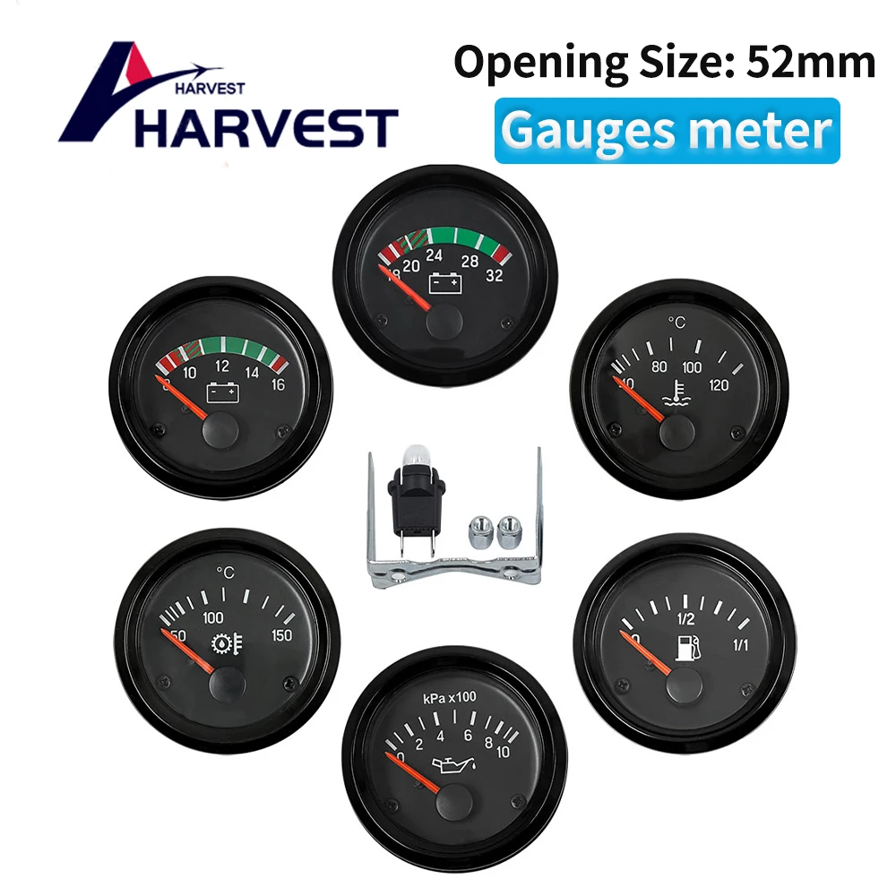 수온계, 오일온도계, 오일압력계, 전압계, 연료계, 시간계 52MM 12/24V 디젤 자동차, 디젤 발전기 세트용