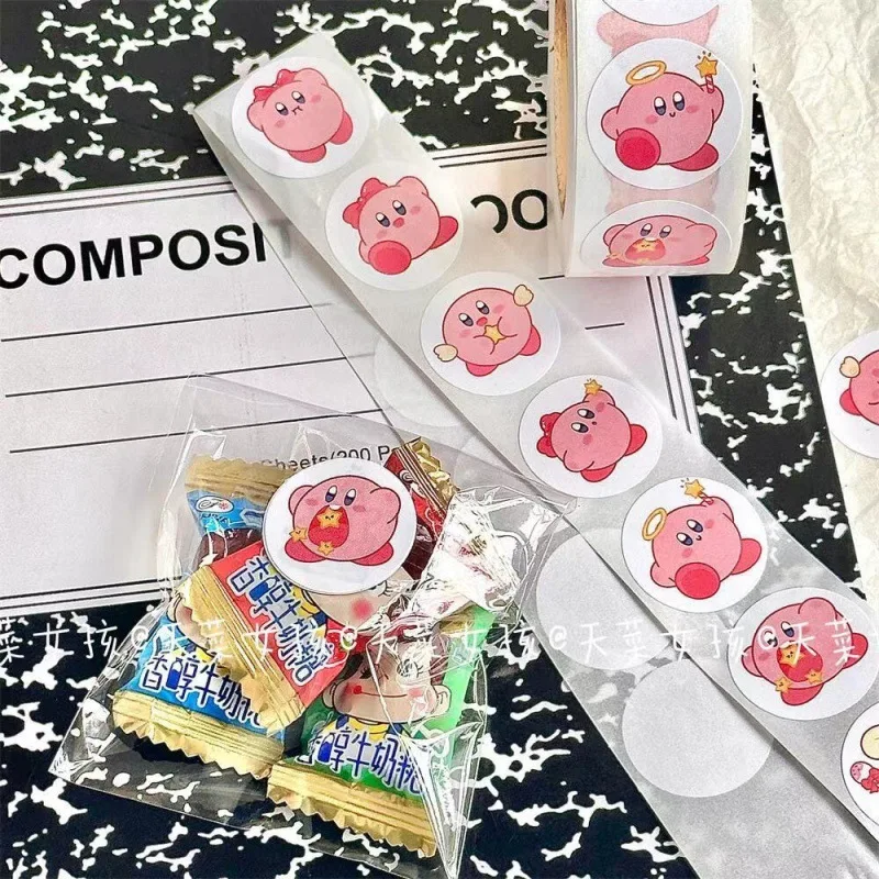 Anime stickers 500PCS Anime Kirby Pink Star-kirby Roll Stickers Cute Cartoon Reward Stationery Toy Kids Gift