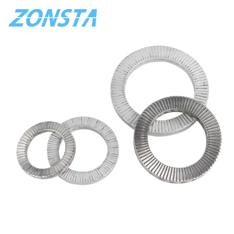 Stainless Steel Dacromet Double Deck Self-Locking Washer Wedge Lock Loose Shock Proof Gasket M3 M4 M5 M6 M8 M10 M12 M14 M16~M22